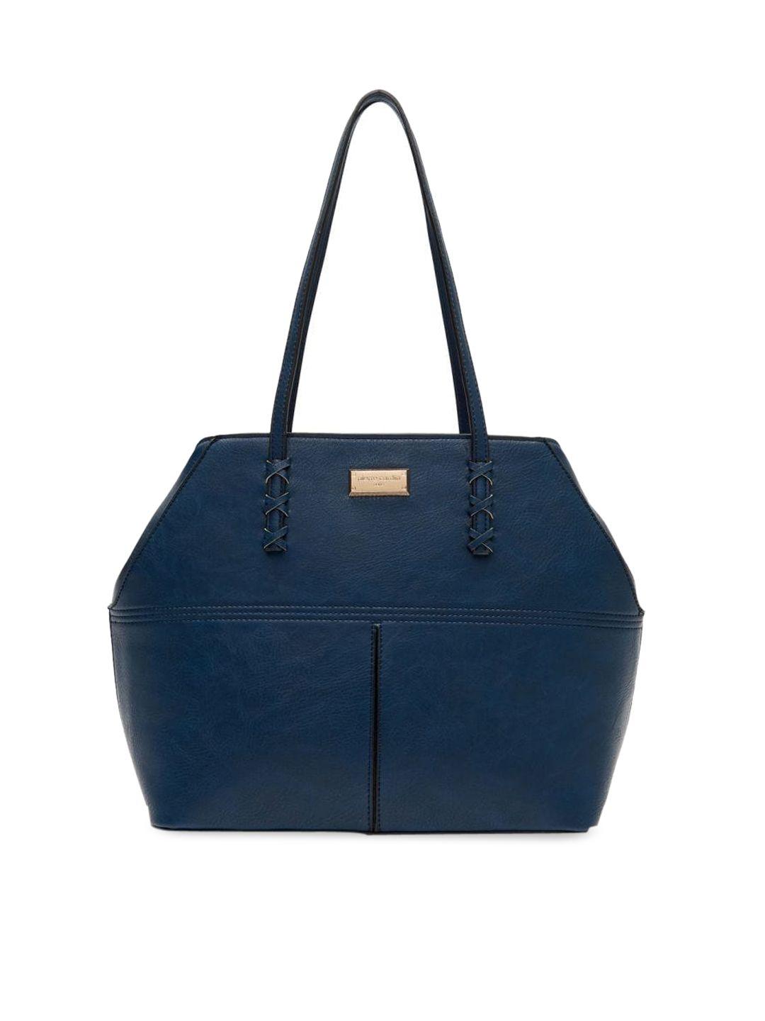 pierre cardin navy blue textured tote bag