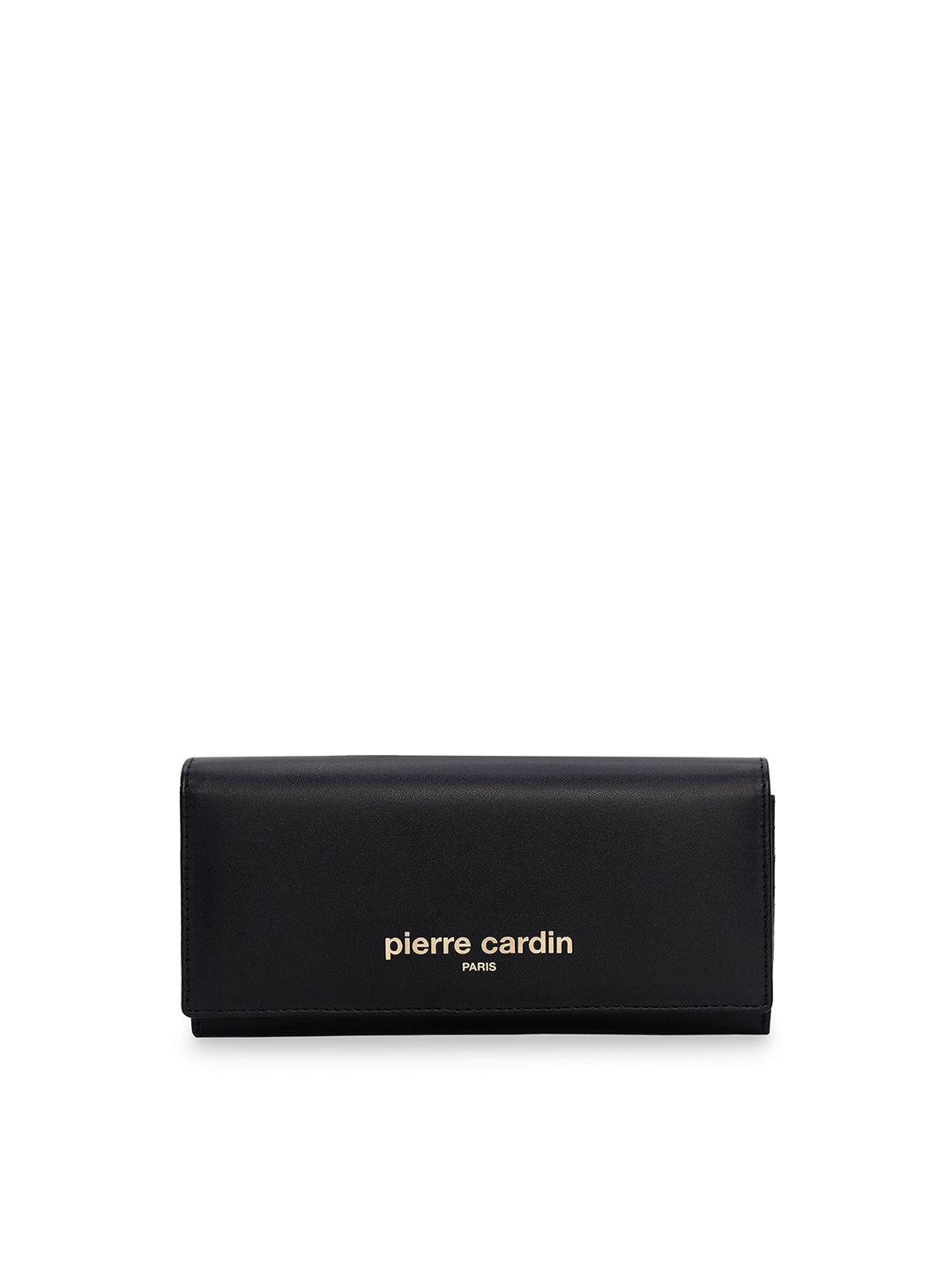 pierre cardin women black solid pu two fold wallet