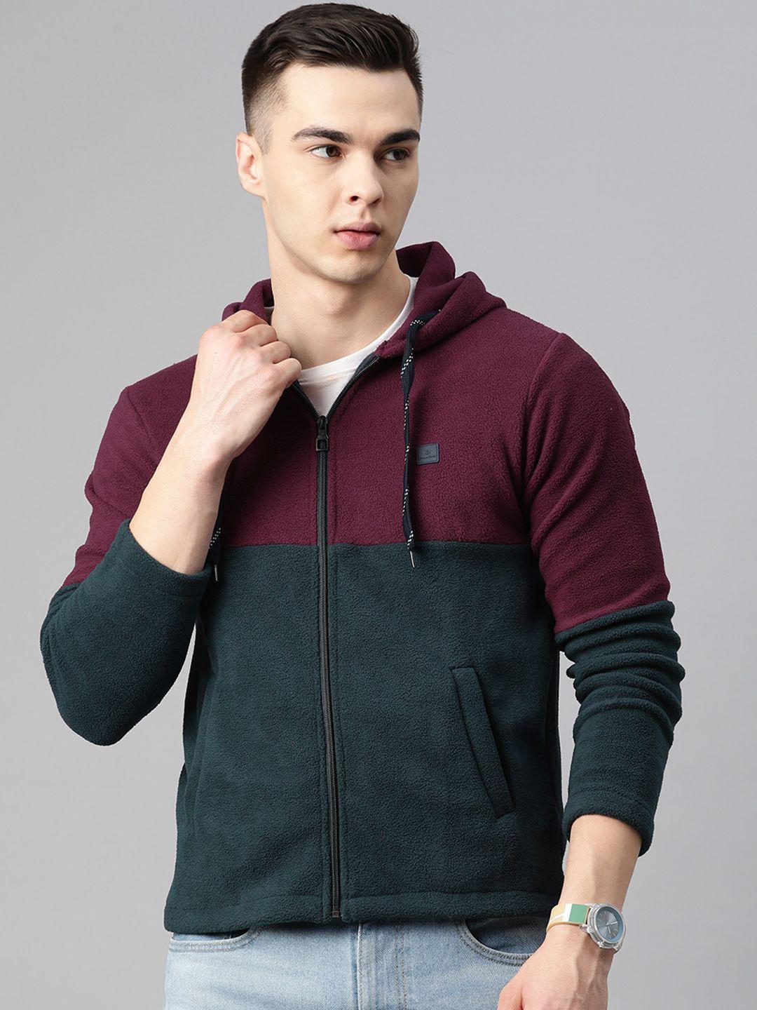 pierre carlo men colourblocked hooded sweatshirt