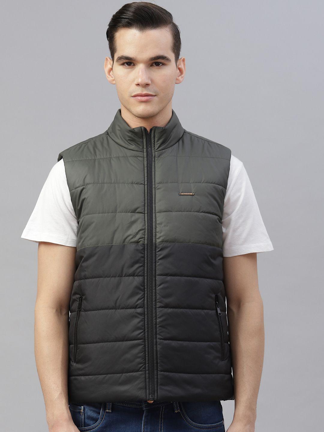 pierre carlo men colourblocked quilted jacket