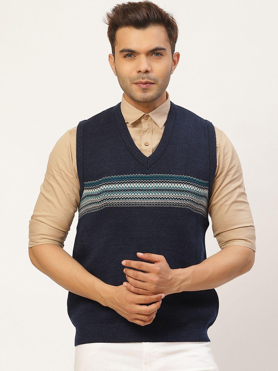 pierre carlo men navy blue striped sweater vest
