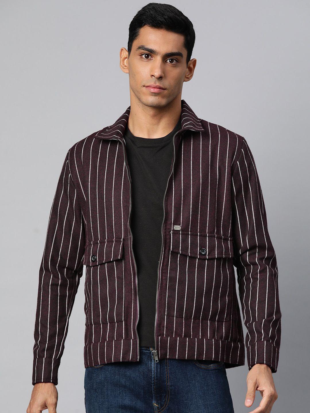 pierre carlo men striped woollen open front jacket