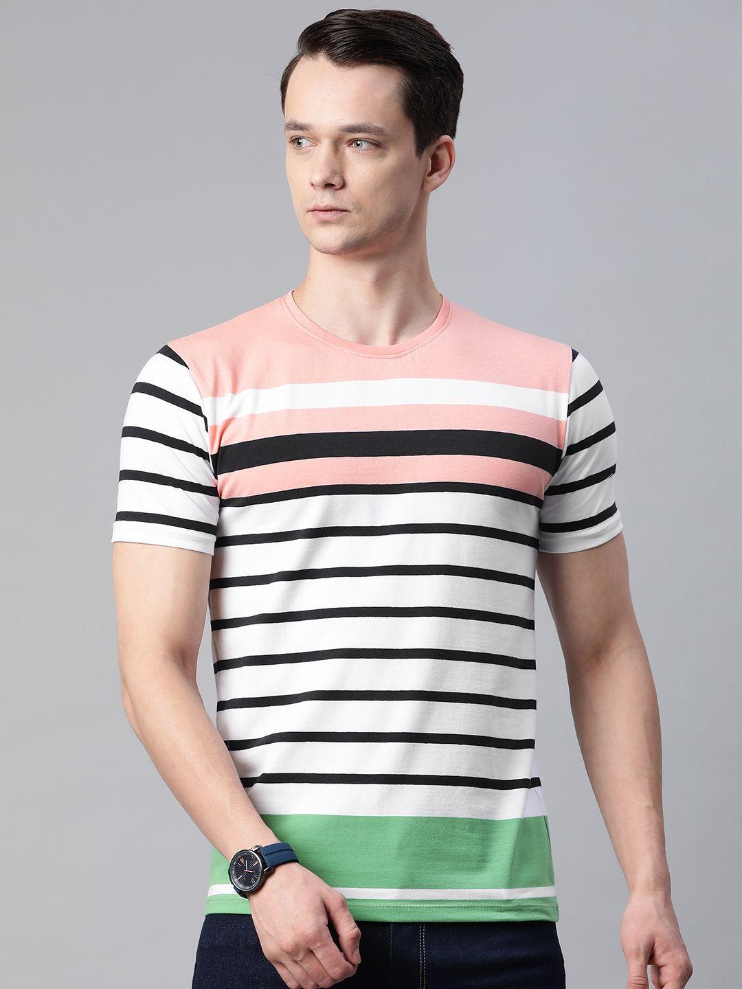 pierre carlo men white & black striped t-shirt