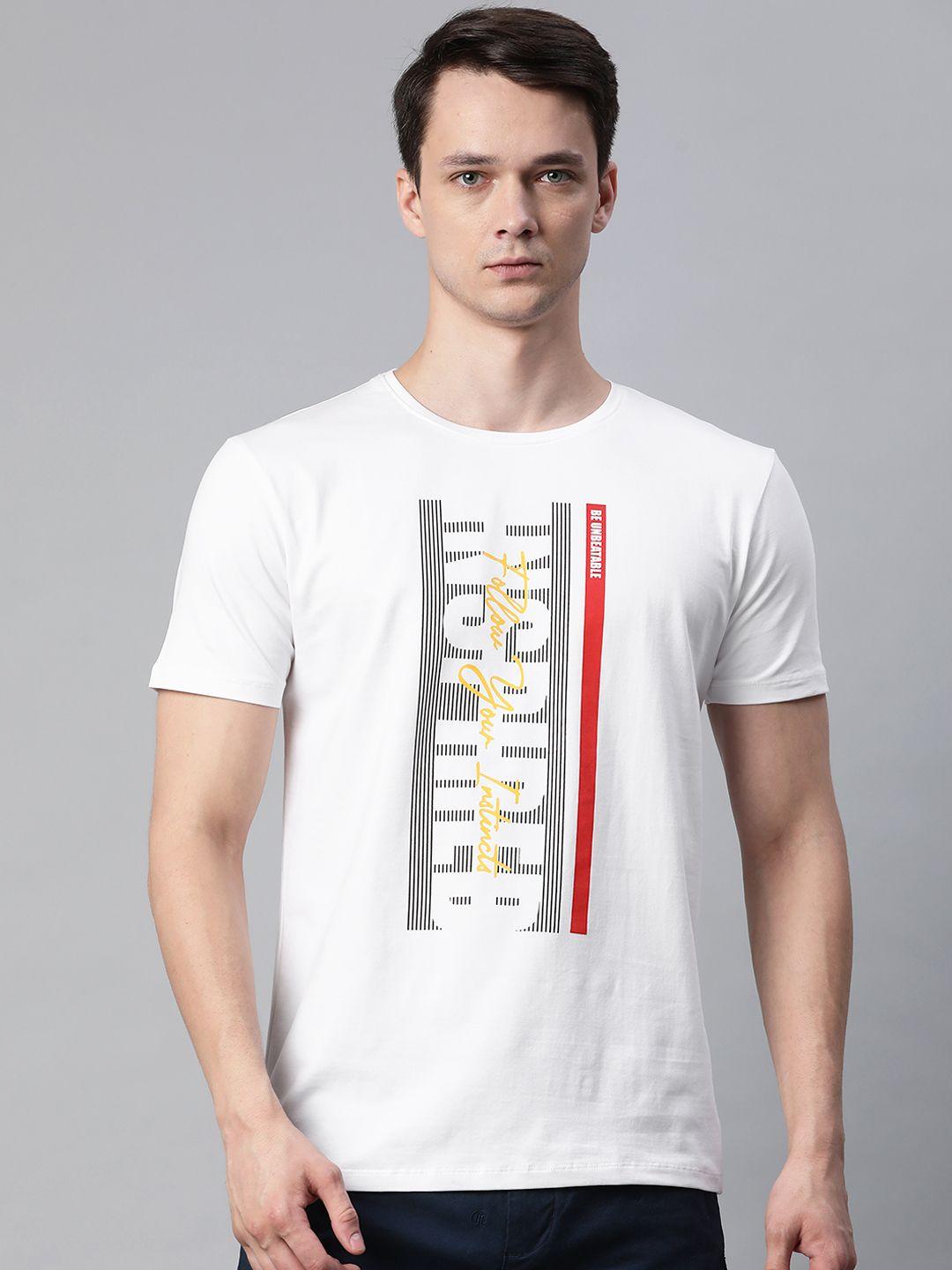 pierre carlo men white & black typography printed t-shirt
