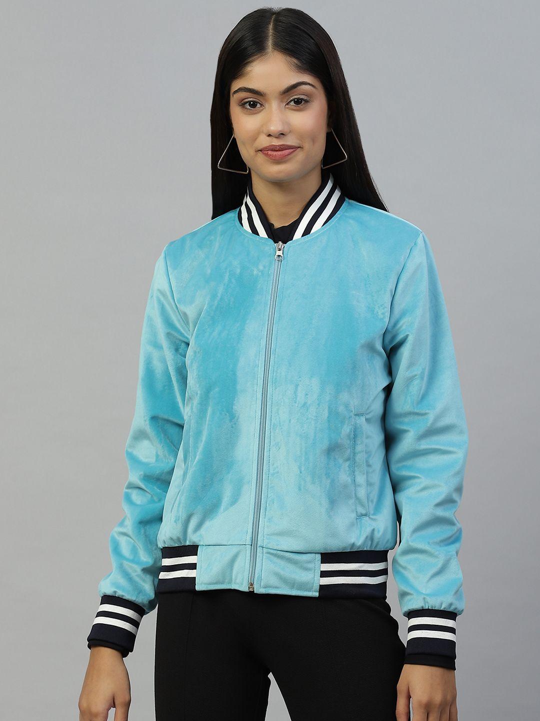 pierre carlo women turquoise blue varsity jacket