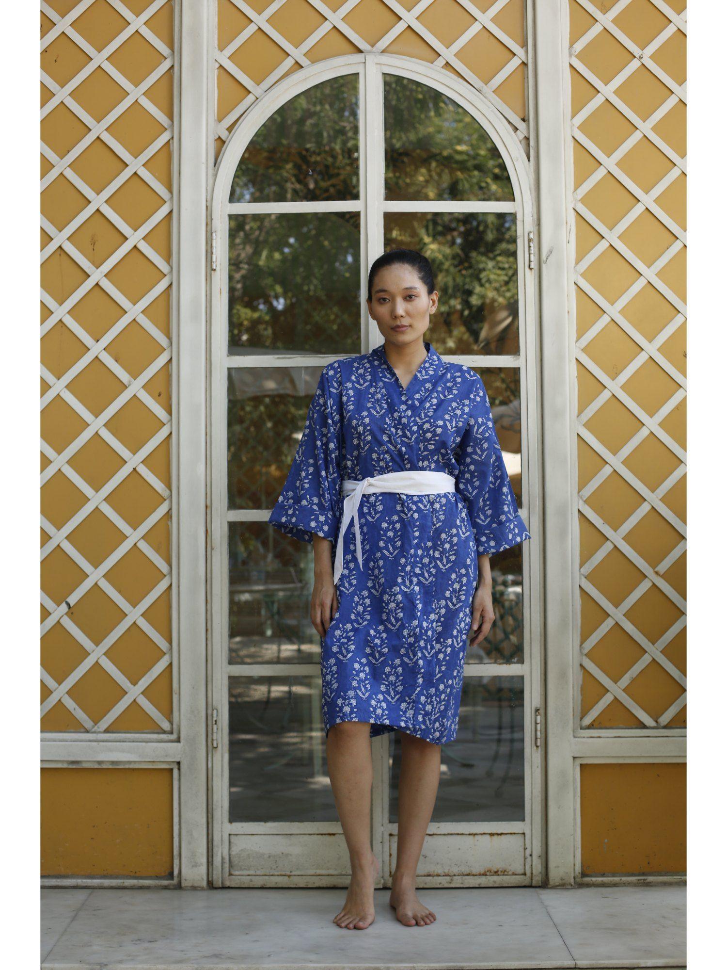pietro blue kimono dress with belt (set of 2)