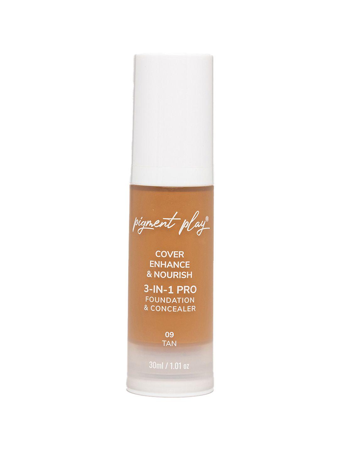 pigment play cover enhance & nourish 3-in-1 pro foundation & concealer 30ml - tan 09