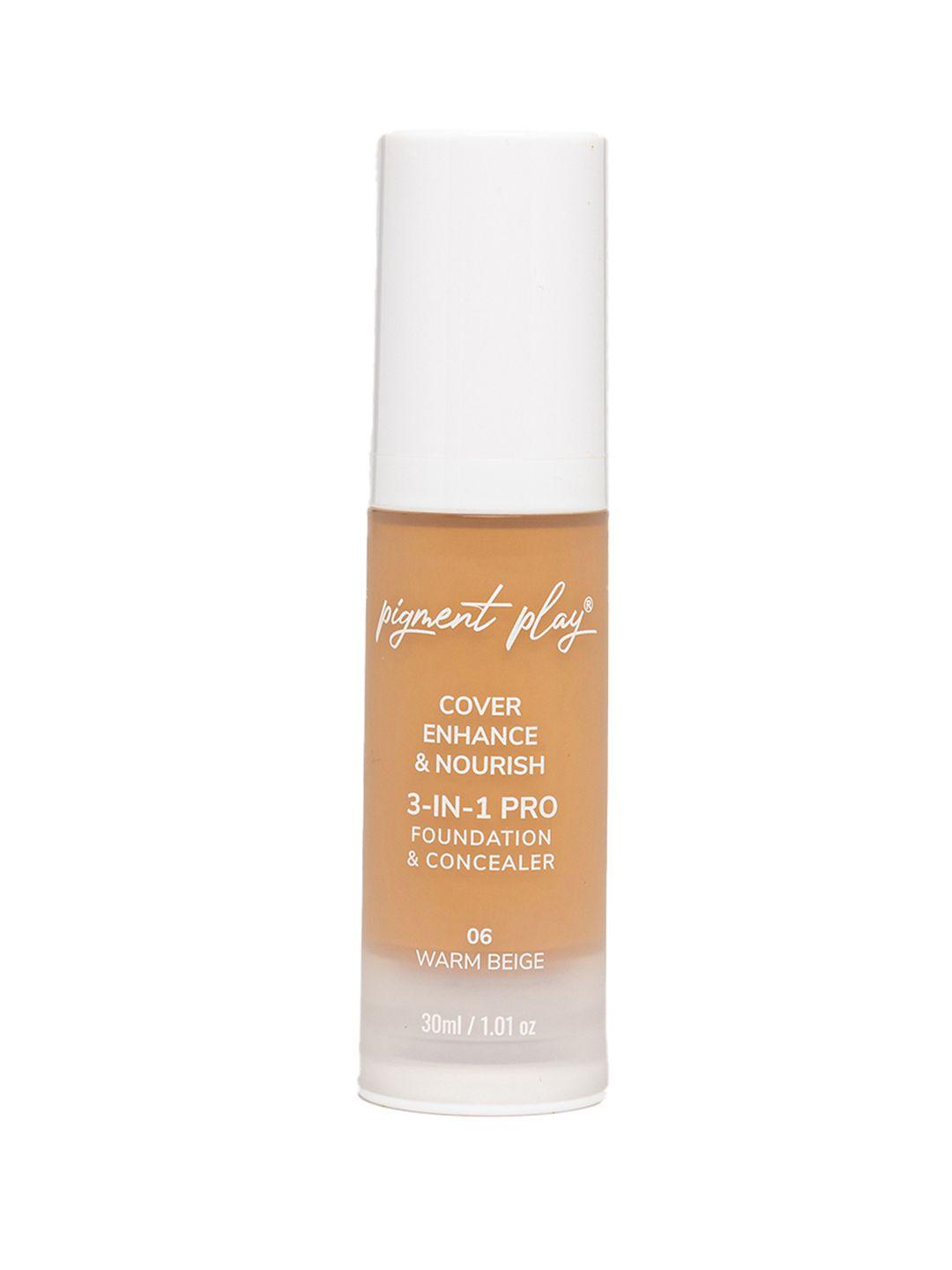 pigment play cover enhance & nourish 3-in-1 pro foundation&concealer 30ml - warm beige 06