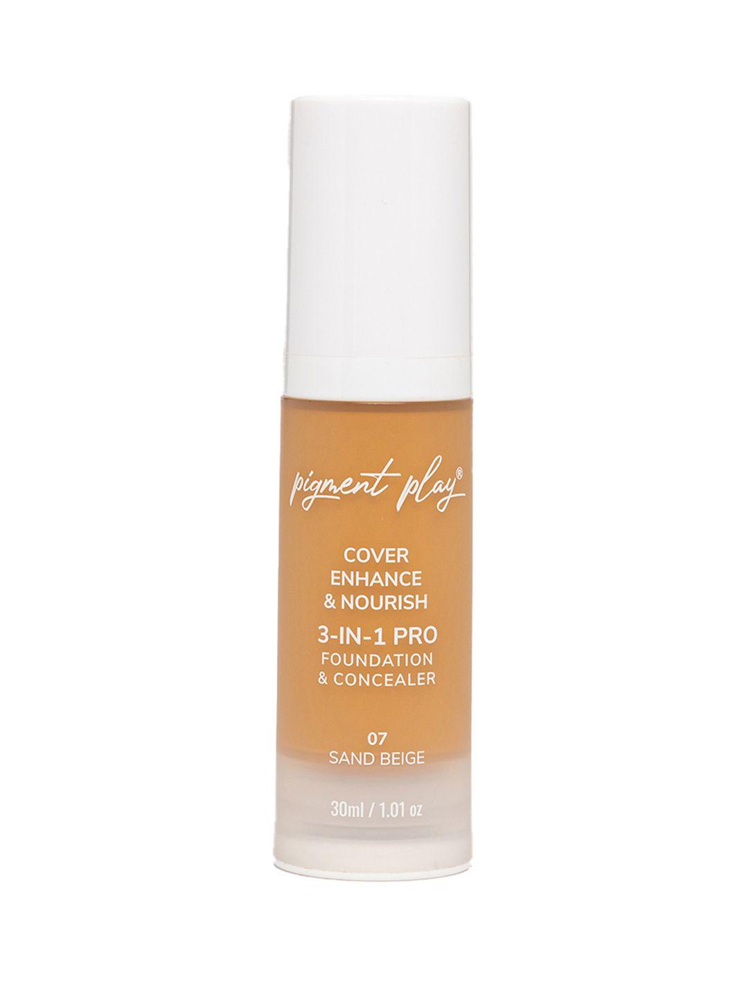 pigment play cover enhance & nourish 3-in-1 pro foundation & concealer - sand beige 07