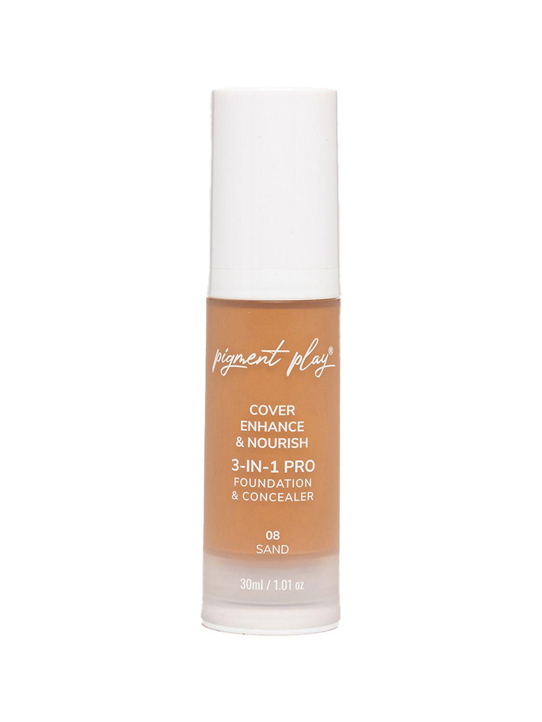 pigment play cover enhance & nourish 3-in-1 pro foundation & concealer 30ml - sand 08