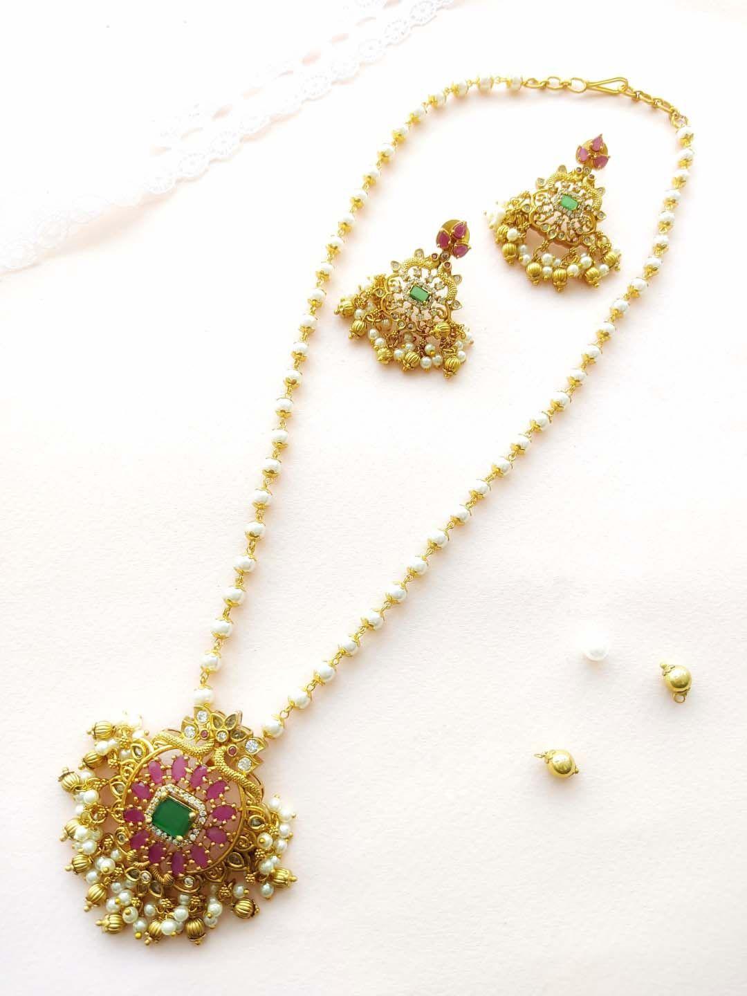 pihtara jewels gold-plated pearl jewellery set