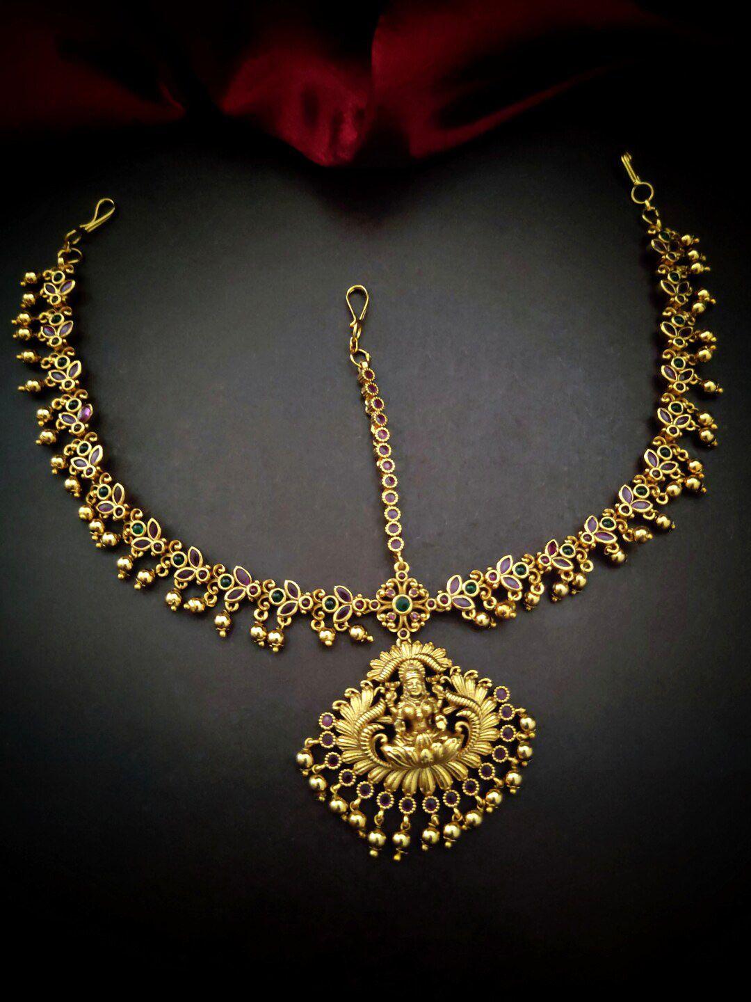 pihtara jewels gold-plated & stone-studded head jewellery