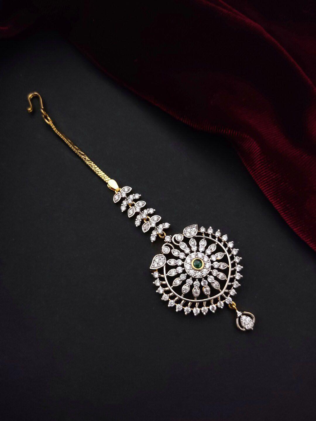 pihtara jewels gold plated ad-studded head jewellery