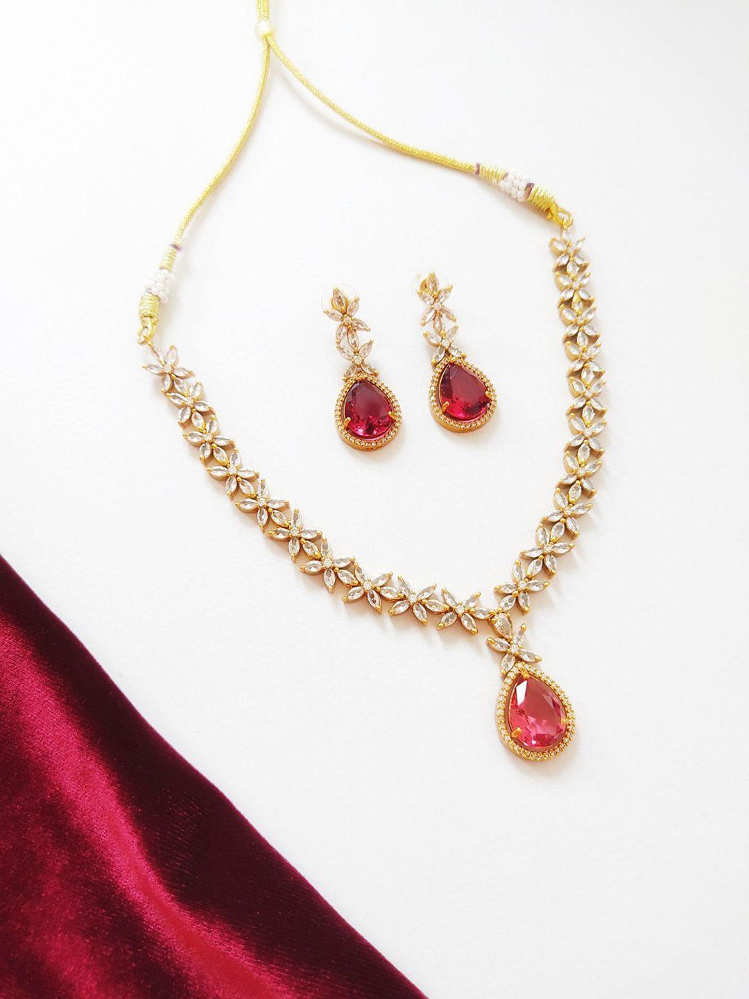 pihtara jewels gold-plated ad-studded jewellery set