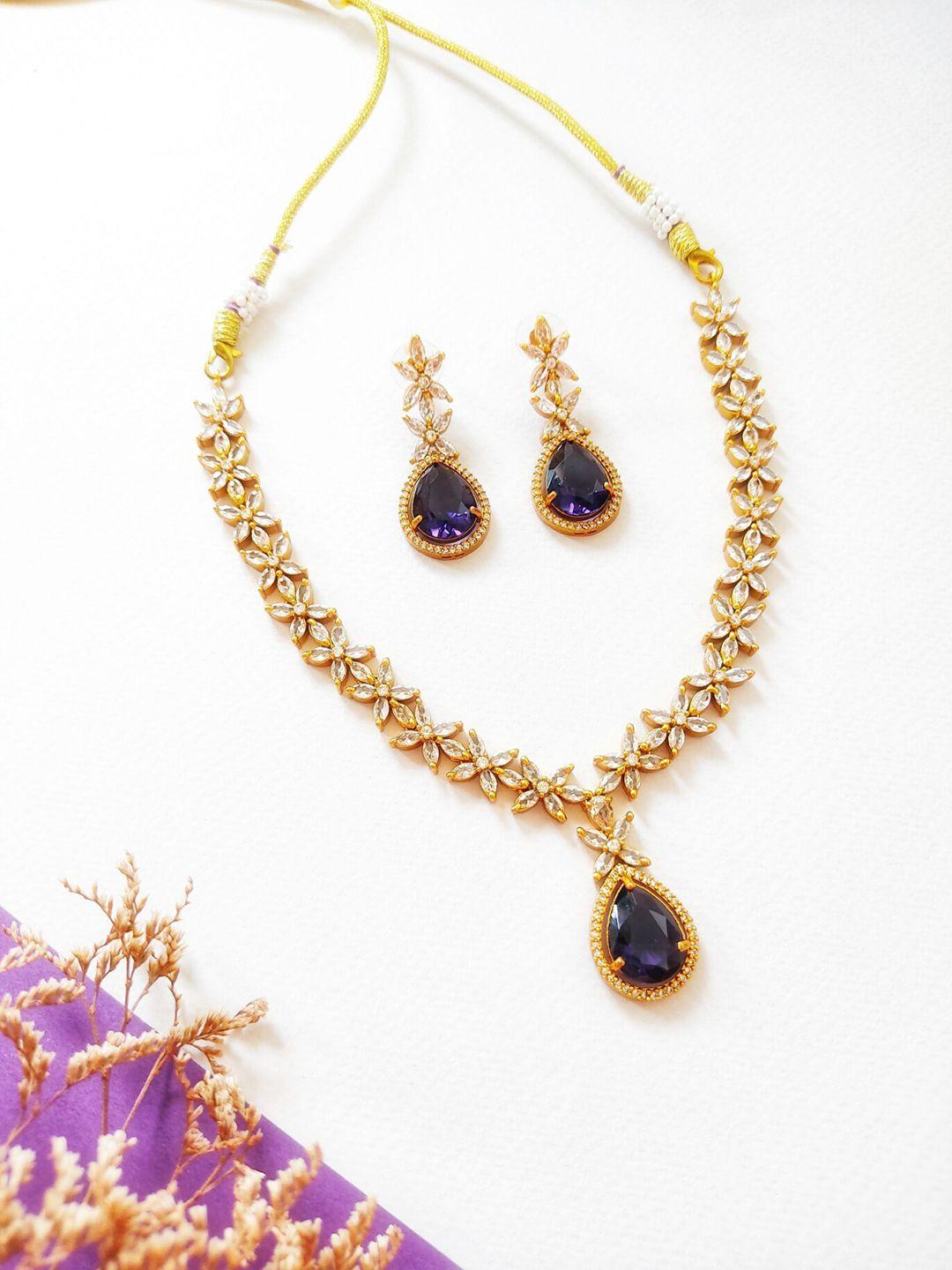 pihtara jewels gold-plated cz studded & beaded jewellery set