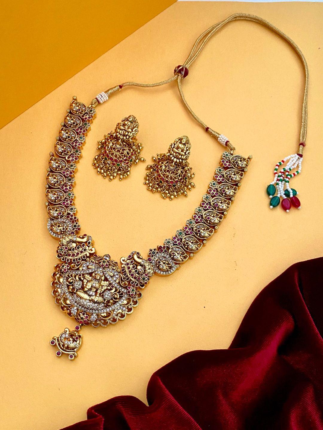 pihtara jewels gold-plated cz-studded jewellery set