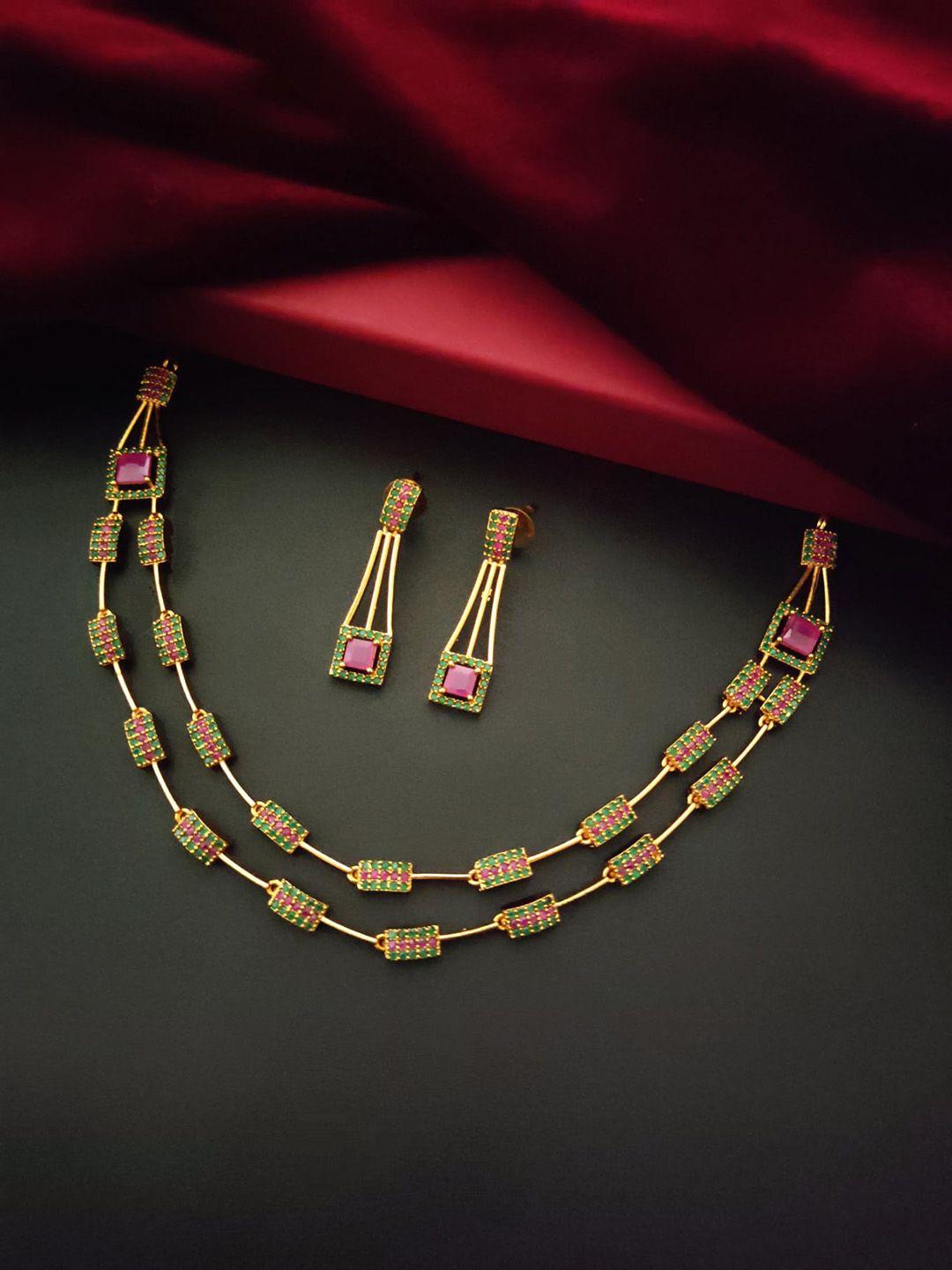 pihtara jewels gold-plated cz-studded layered jewellery set