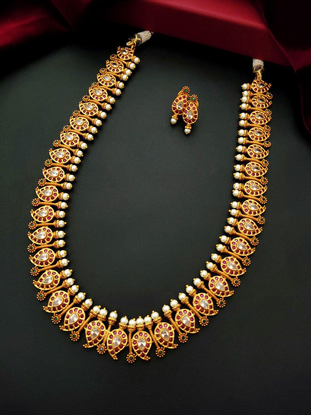 pihtara jewels gold-plated stone-studded jewellery set