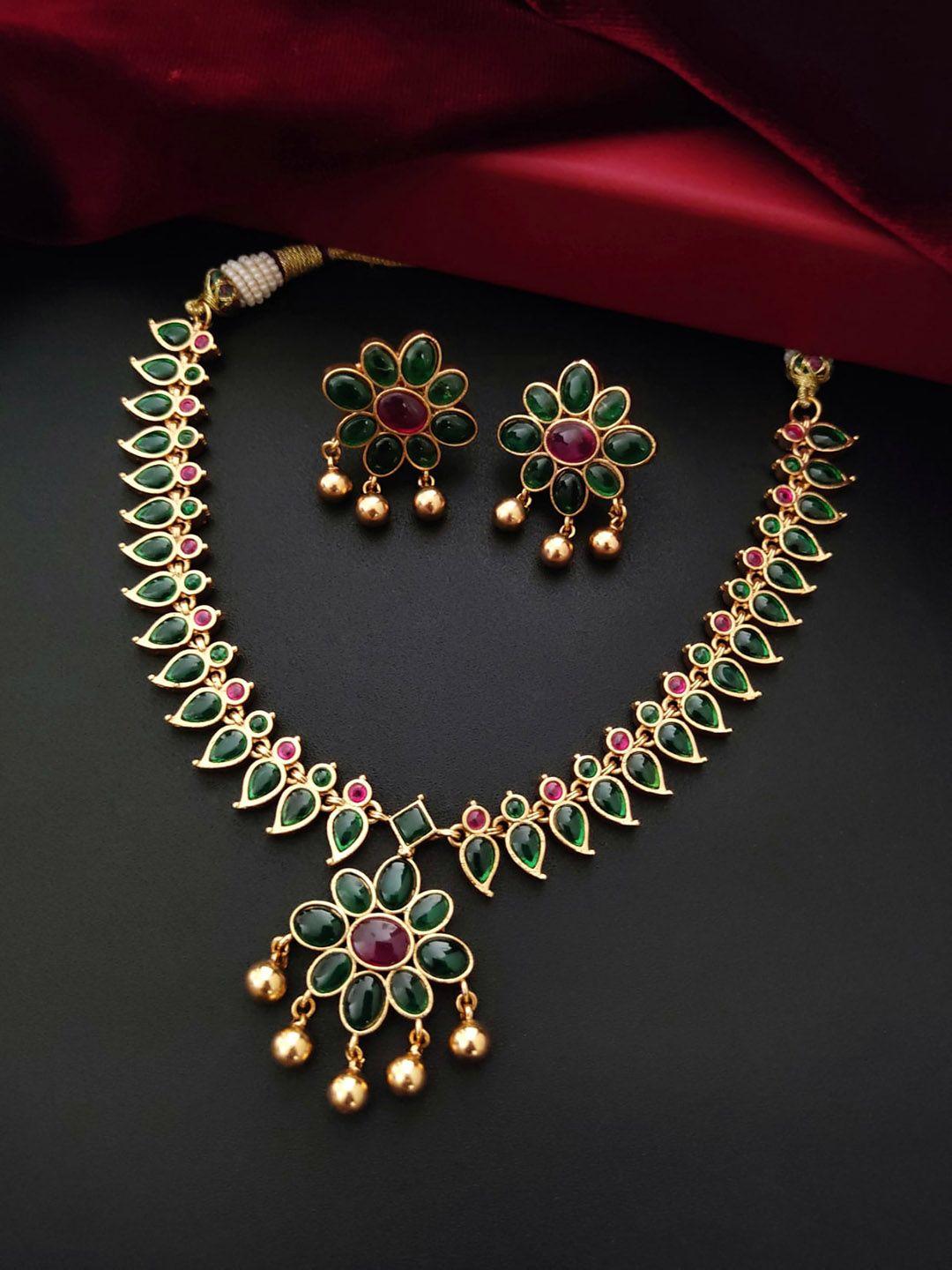 pihtara jewels gold-plated stone-studded jewellery set
