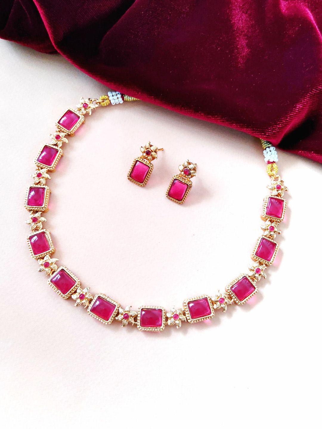 pihtara jewels gold-plated stone studded jewellery set