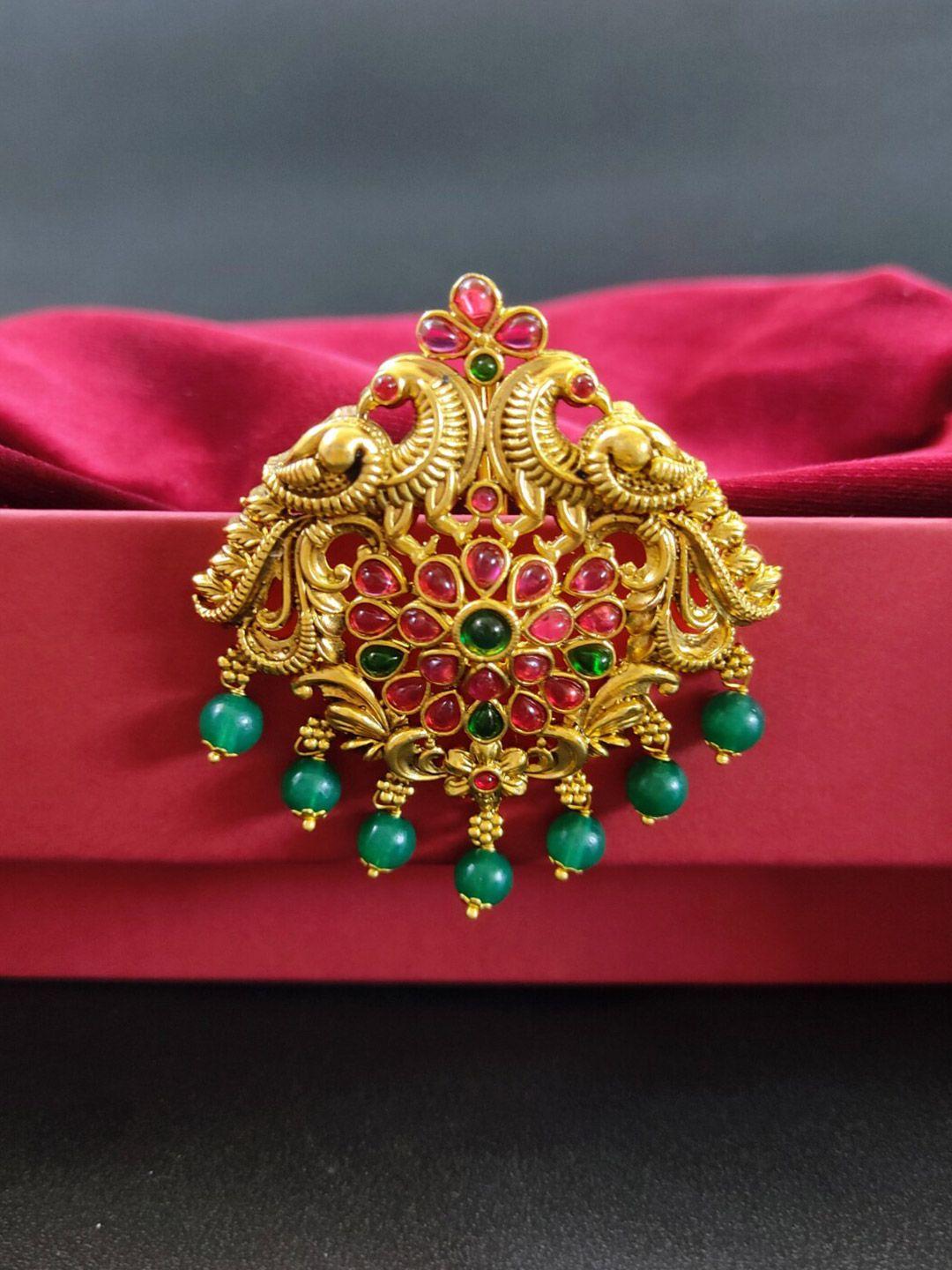 pihtara jewels gold-plated stone-studded pendant