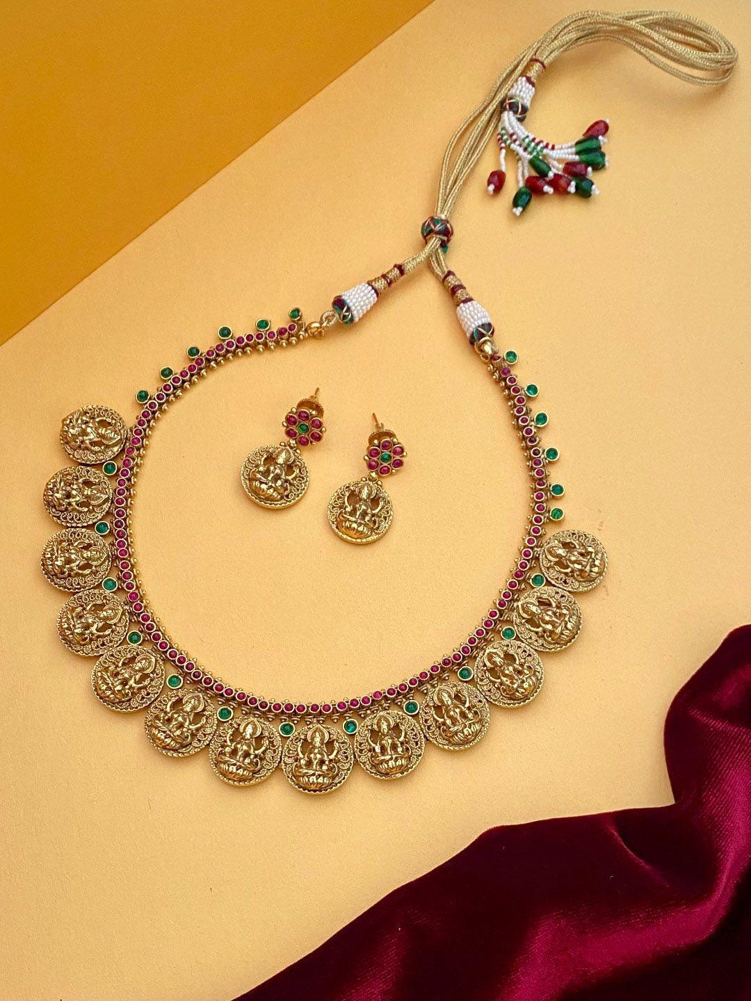 pihtara jewels gold-plated stone-studded temple jewellery set