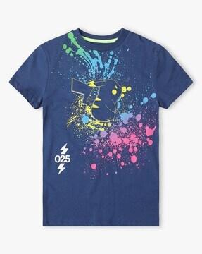 pikachu print round-neck t-shirt