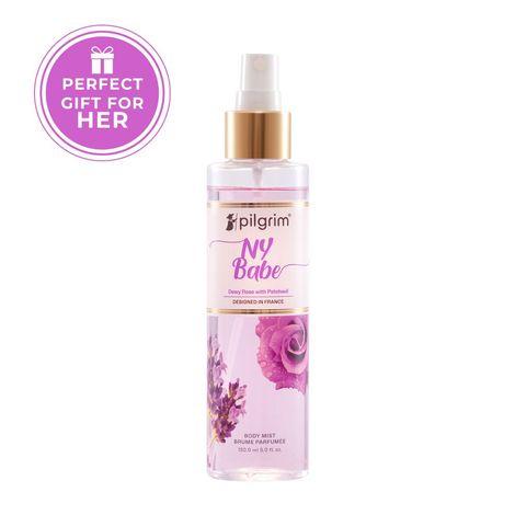 pilgrim ny babe body mist (rose with patchouli)| rose body mist for women long lasting| dewy rose & bold patchouli for confident women| rose fragrance perfume for women| (150 ml)