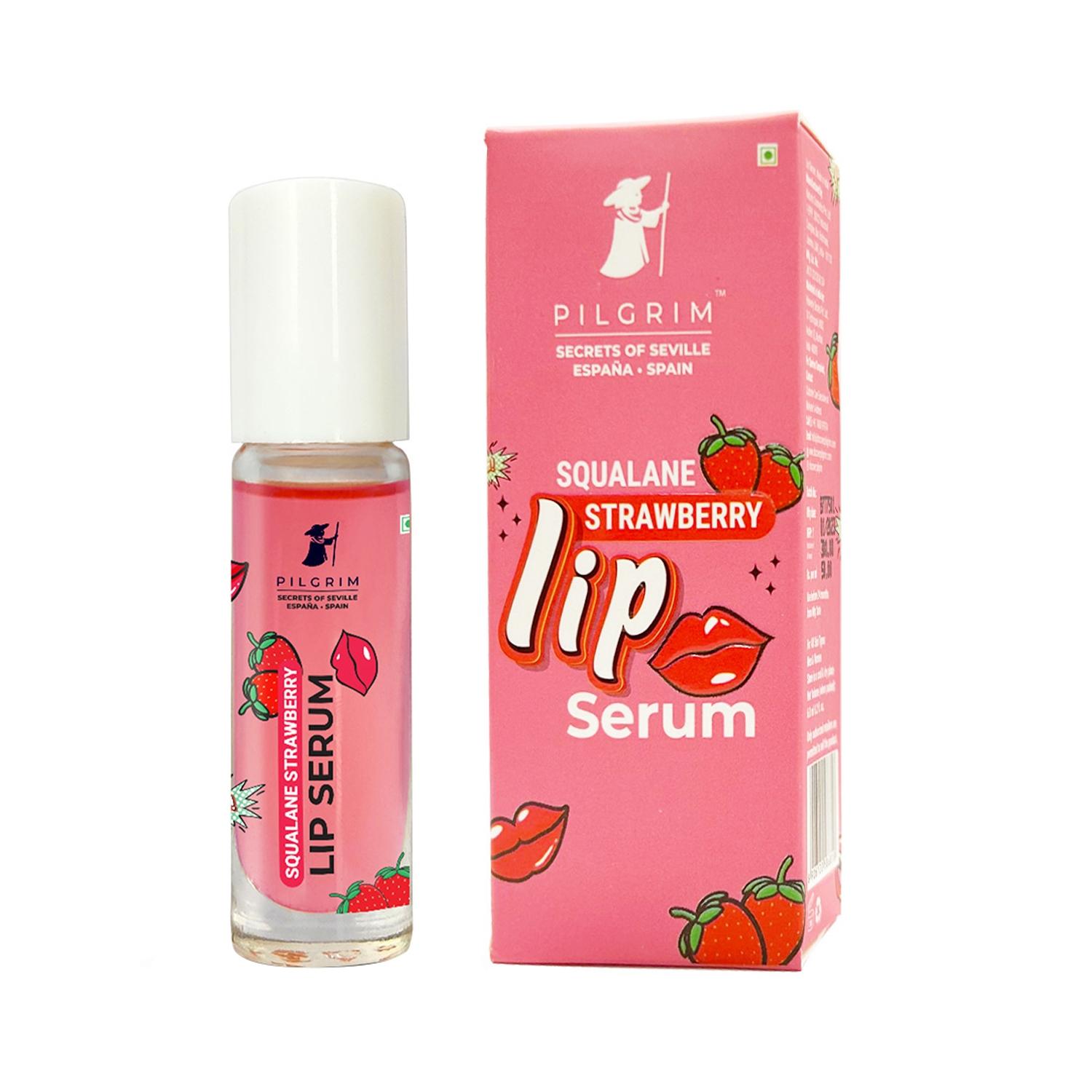 pilgrim squalane strawberry lip serum with roll on for visibly plump & supple lips (6ml)