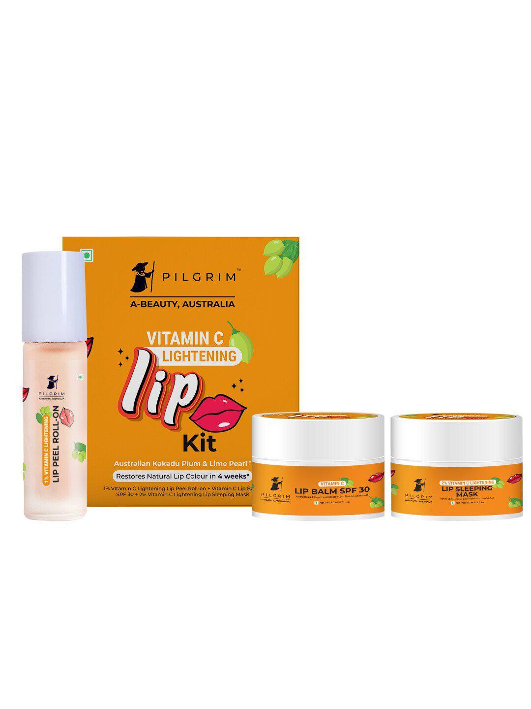 pilgrim vitamin c lip lightening care kit for exfoliating dark, chapped & pigmented lips