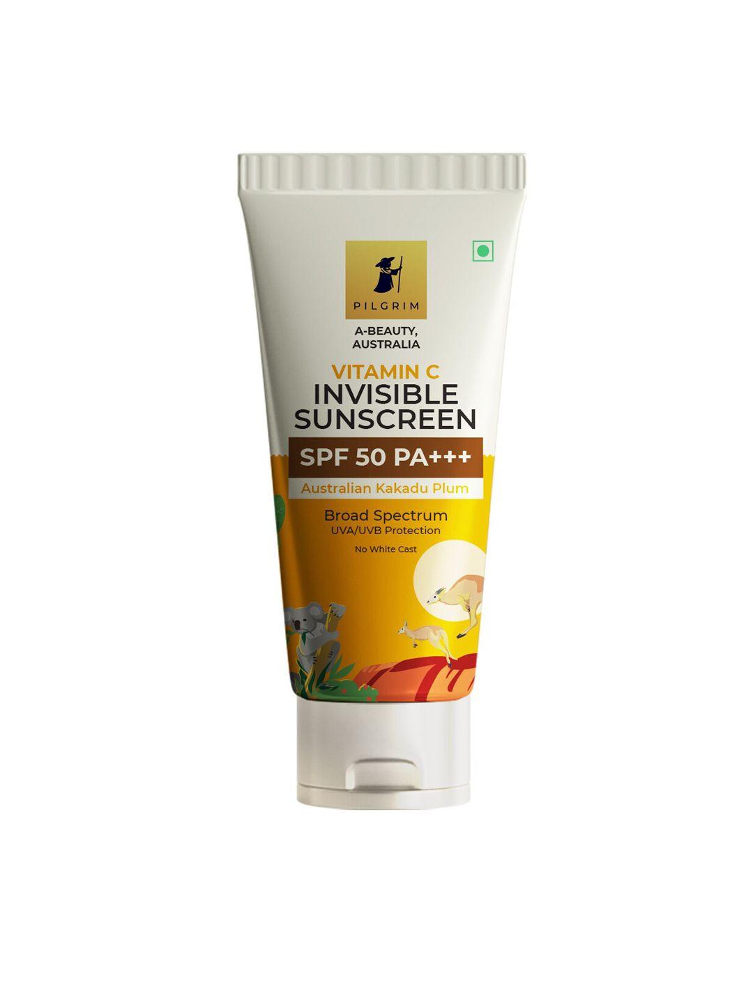 pilgrim vitamin c spf50 pa+++ lightweight gel invisible sunscreen with kakadu plum - 45 ml