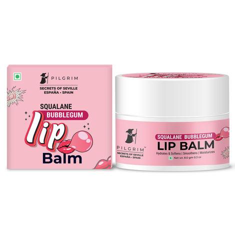 pilgrim squalane bubblegum lip balm for women & men | lip balm for dark, pigmented lips | lip balm with shea & cocoa butter for soft lips | lip balm for soothing & hydrating dry & chapped lips, 8 gm