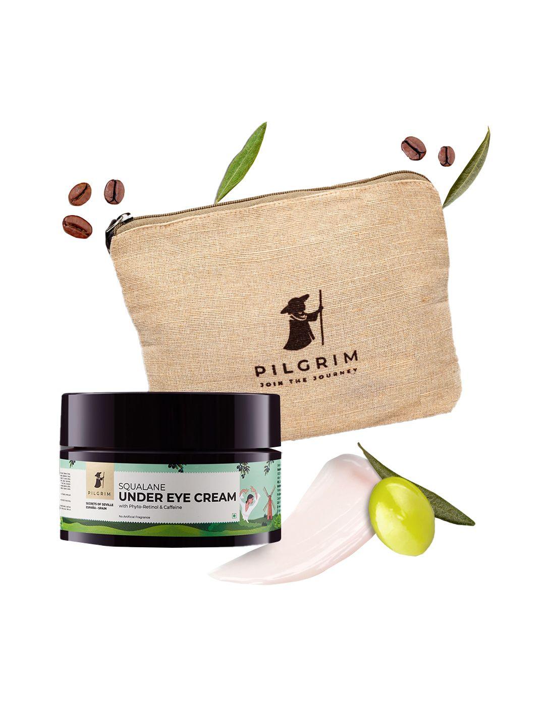 pilgrim squalane under eye cream with phyto retinol & caffeine 30 g with jute bag