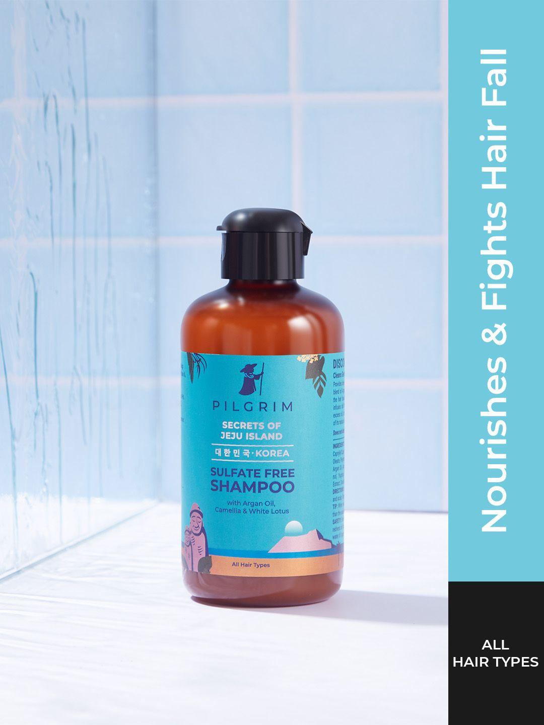 pilgrim sulfate free shampoo with argan oil, camellia & white lotus for dry & frizzy hair