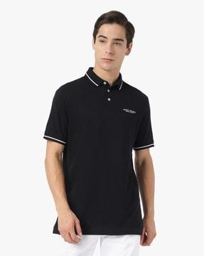 pima cotton polo t-shirt with contrast piping