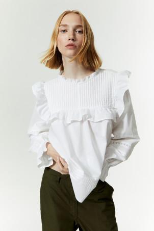 pin-tucked cotton blouse