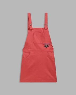 pinafore dress with patch pocket