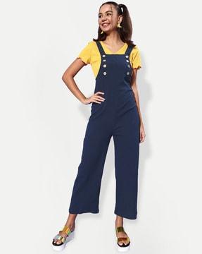 pinafore jumpsuit with front button