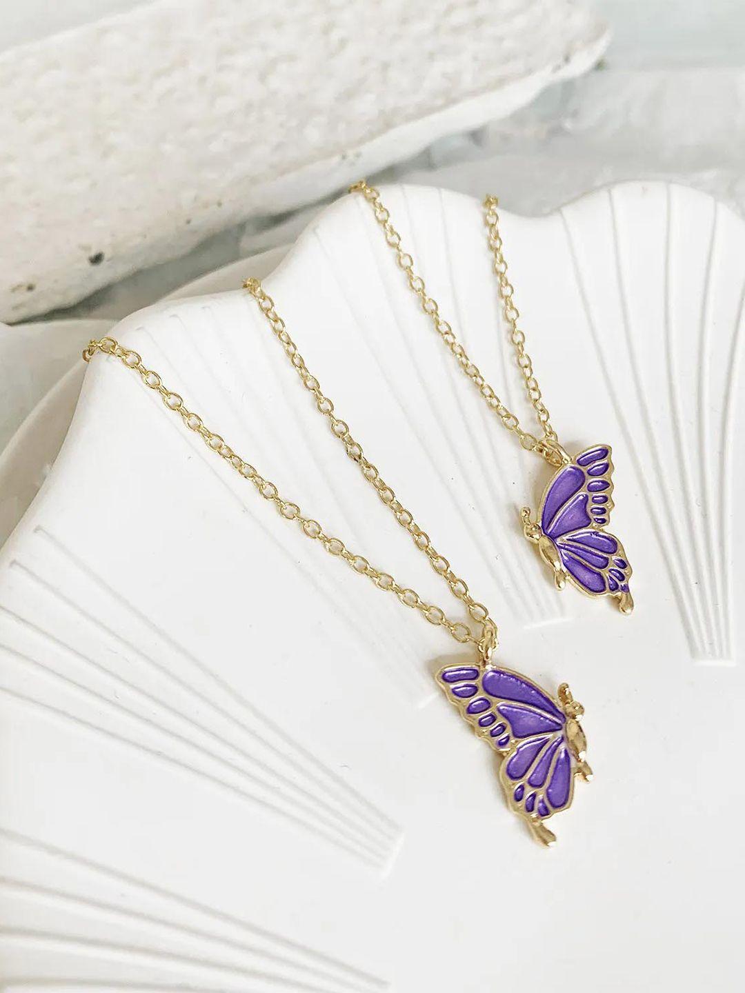 pinapes set of 2 gold-plated butterfly necklace