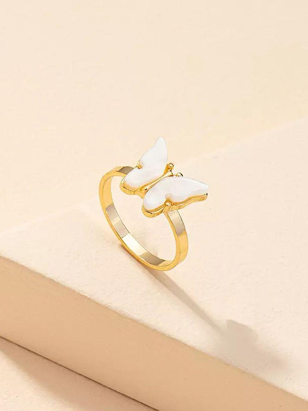 pinapes enamelled butterfly adjustable finger ring