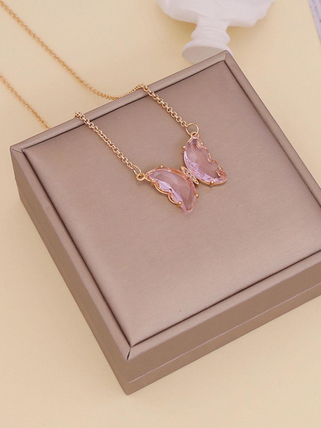 pinapes gold-plated butterfly pendant necklace