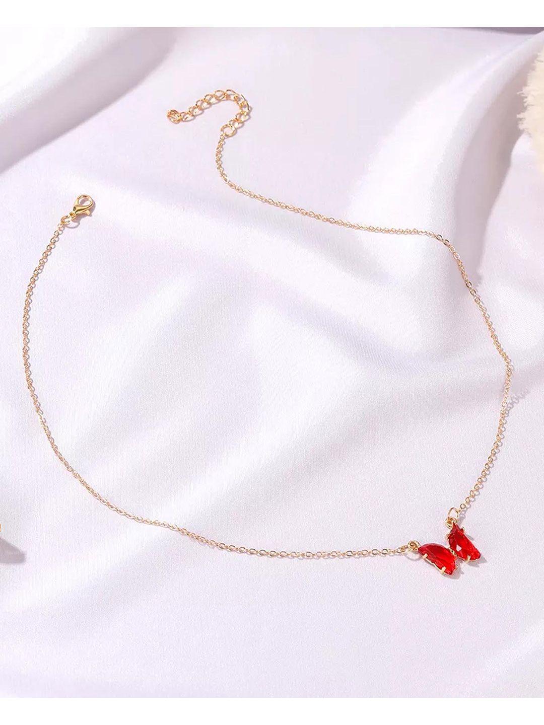 pinapes gold-plated crystal butterfly necklace