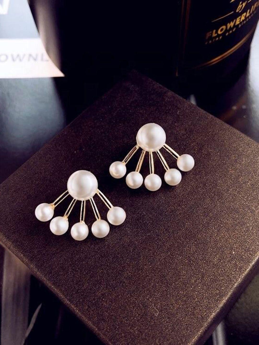 pinapes gold-plated geometric beaded studs earrings