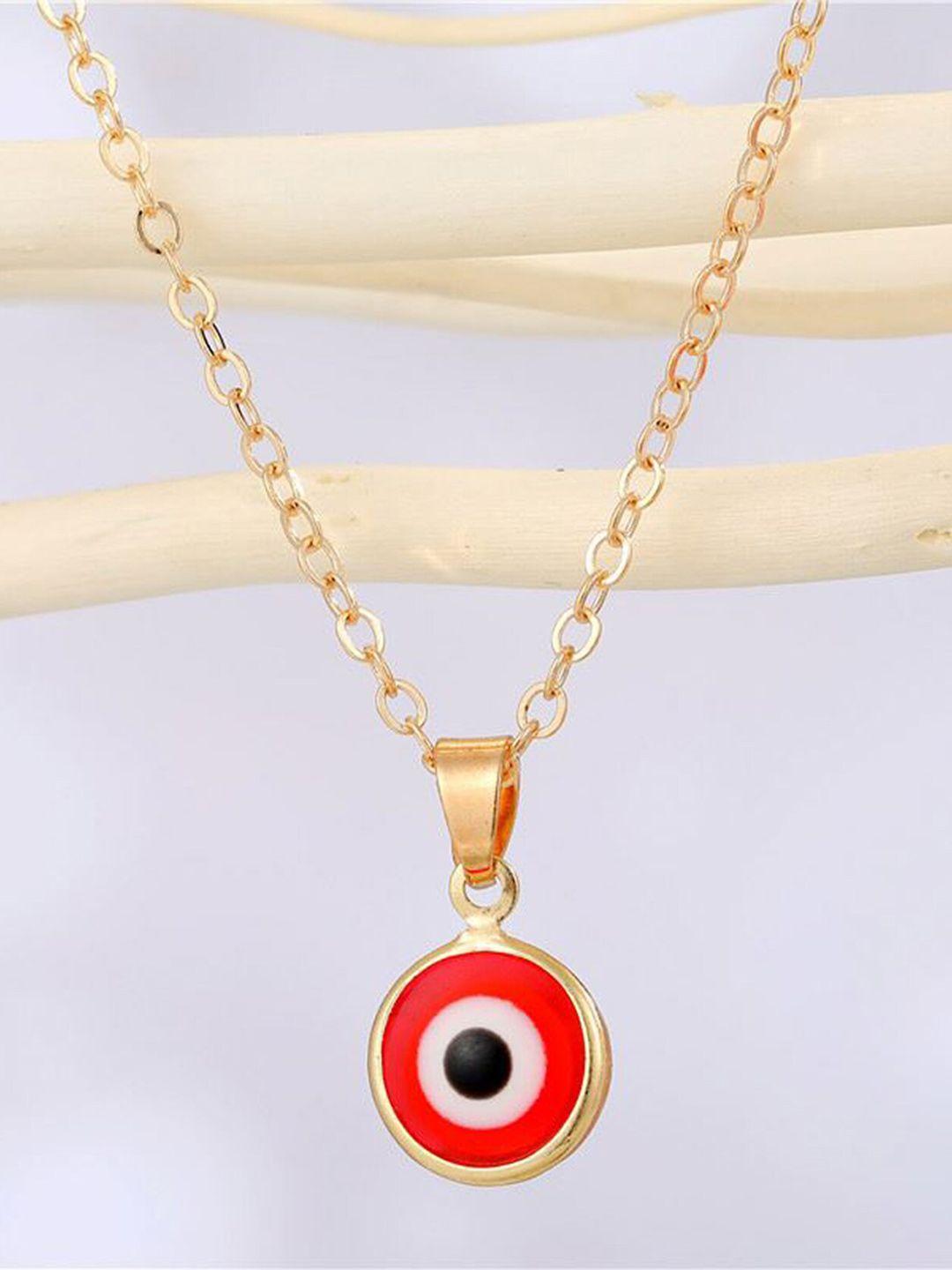 pinapes gold-plated red eye necklace