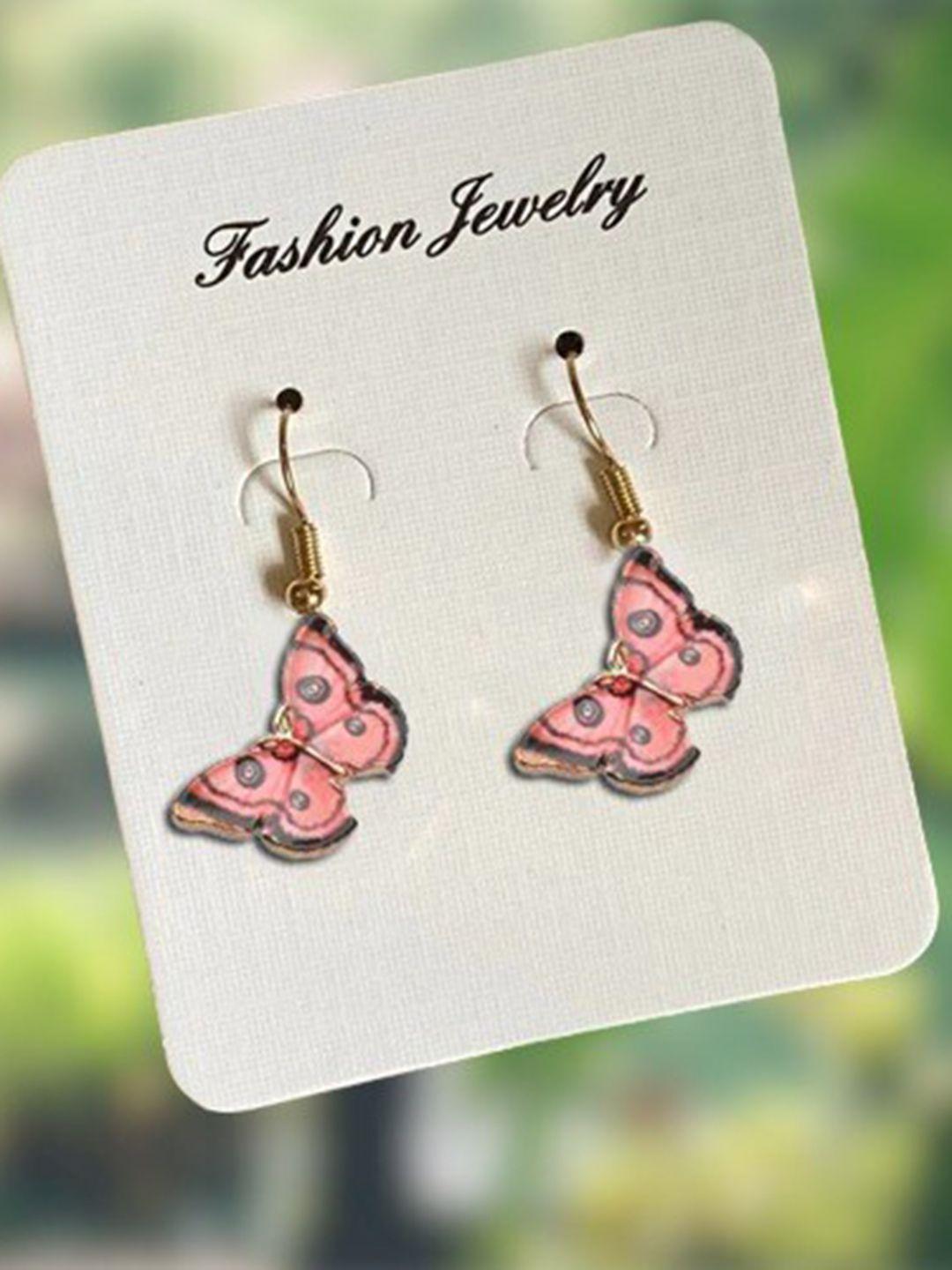pinapes pack of 2 gold plated pink & blue butter fly drop earrings