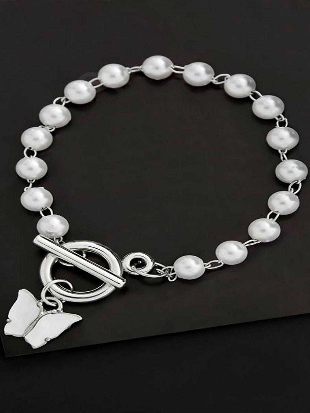 pinapes pearls oxidised brass-plated charm bracelet