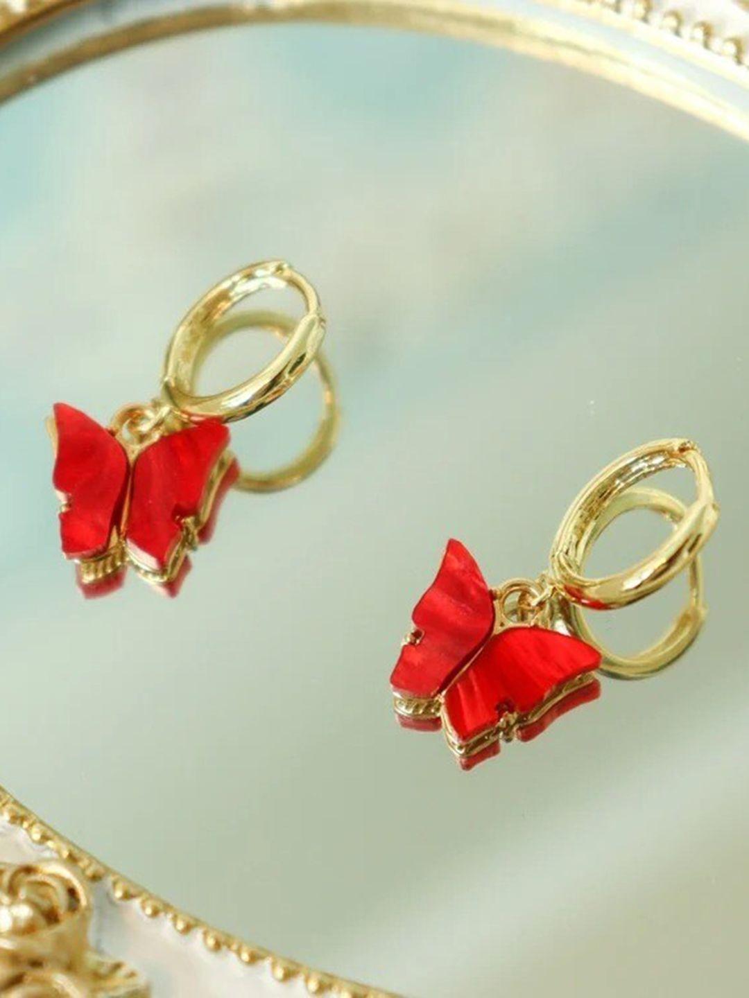 pinapes red classic studs earrings