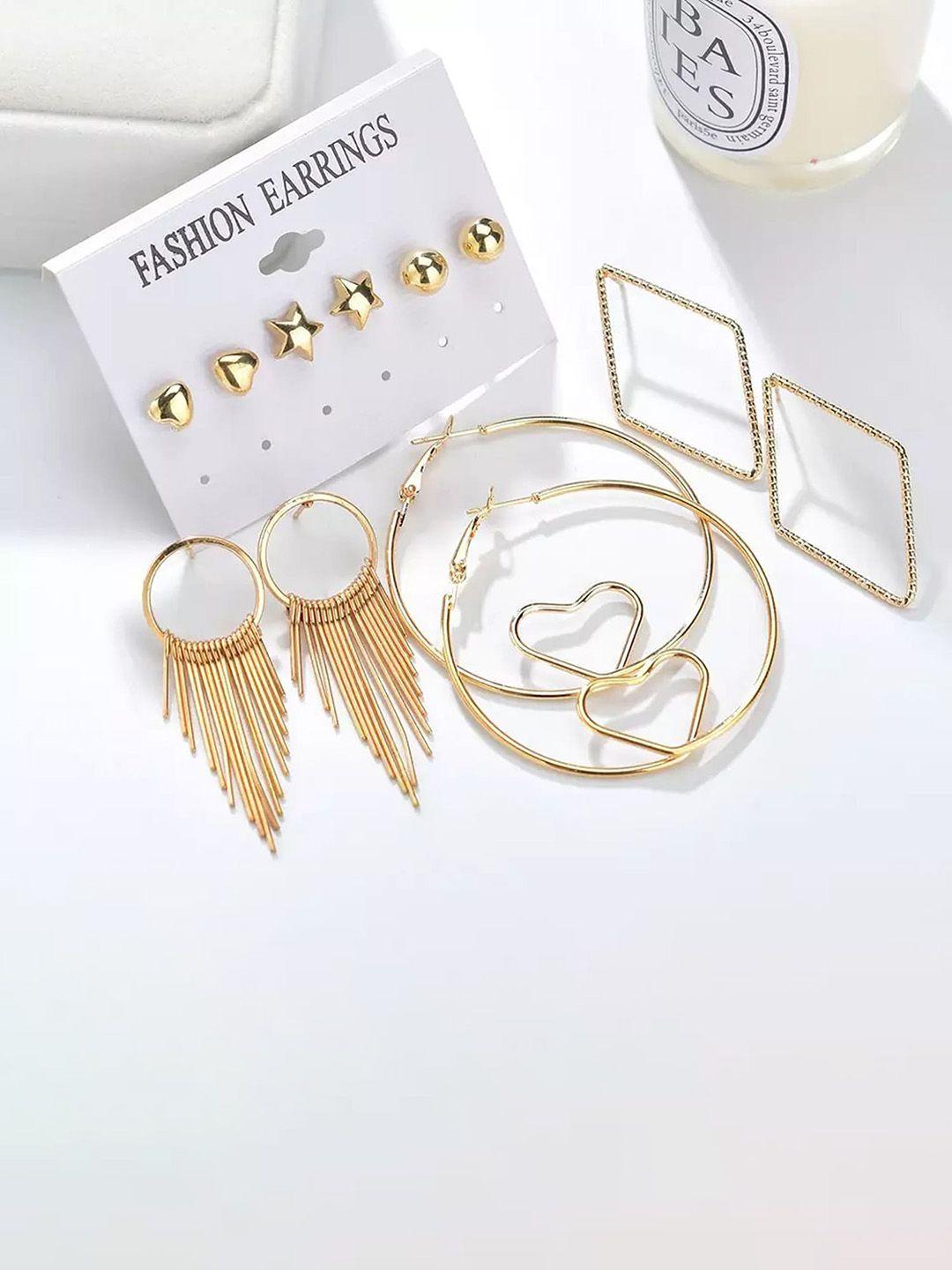 pinapes set of 12 gold-plated geometric studs & hoop earrings