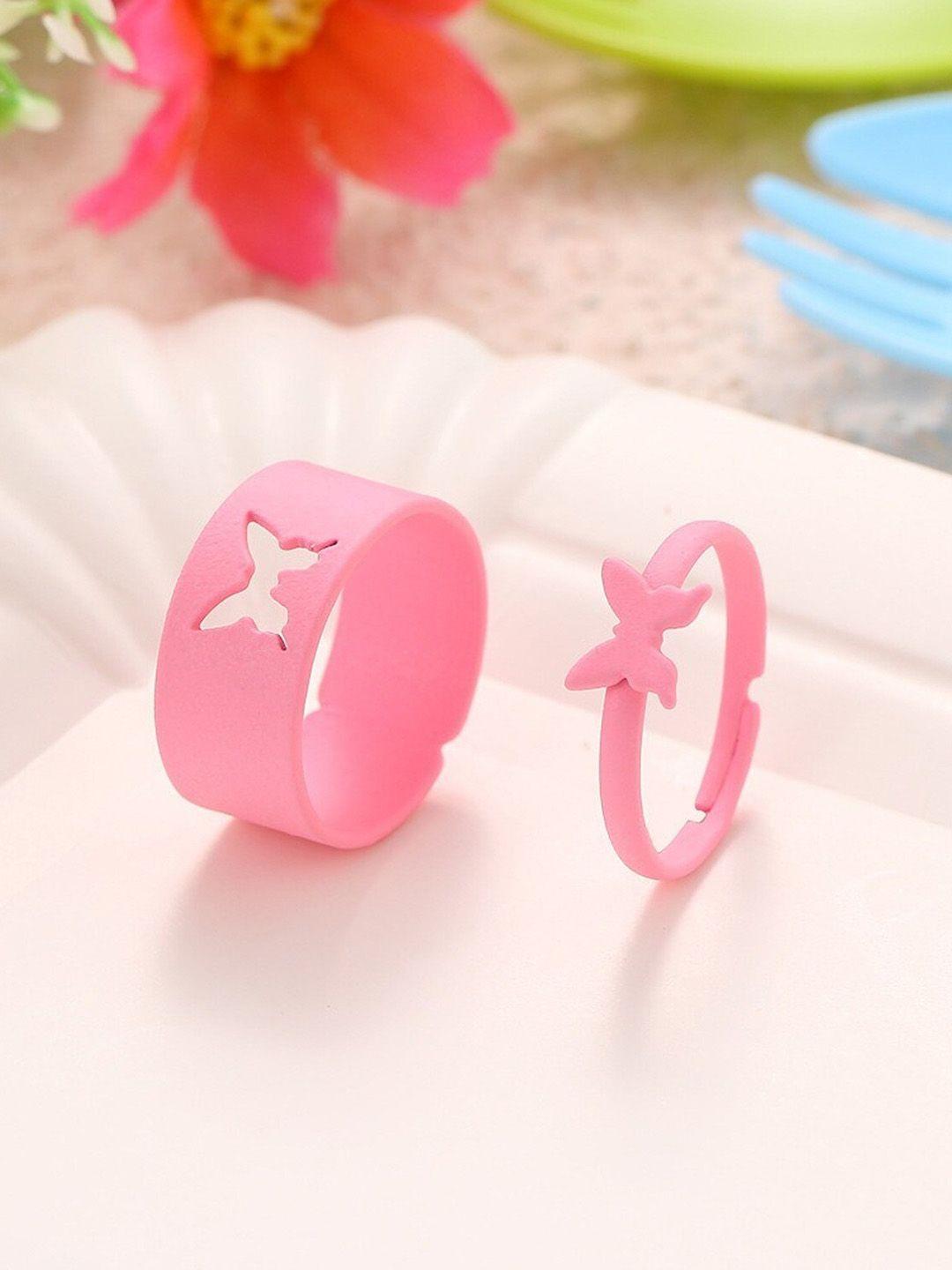 pinapes set of 2 butterfly shaped adjustable couple finger rings