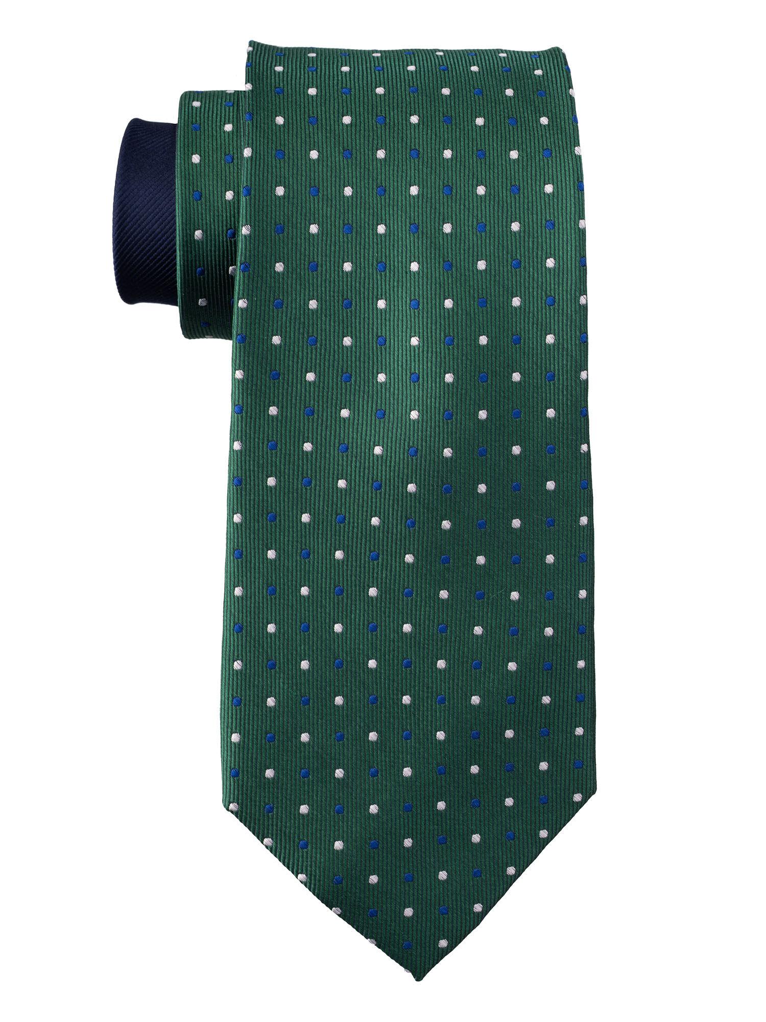 pine green with white & blue polka silk tie